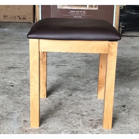 Rustic Oak : Ghế Đôn Gỗ Sồi - Mặt Nệm 